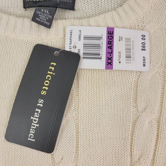 Tricots St. Raphael Men’s Size 2XL Cotton Pullover Crew Neck Vanilla Sweater NWT - Picture 14 of 16